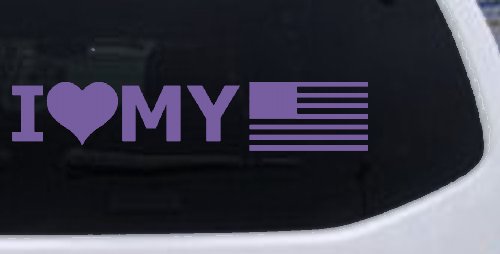 I Love My USA America Military Car or Truck Window Decal Sticker (Purple)