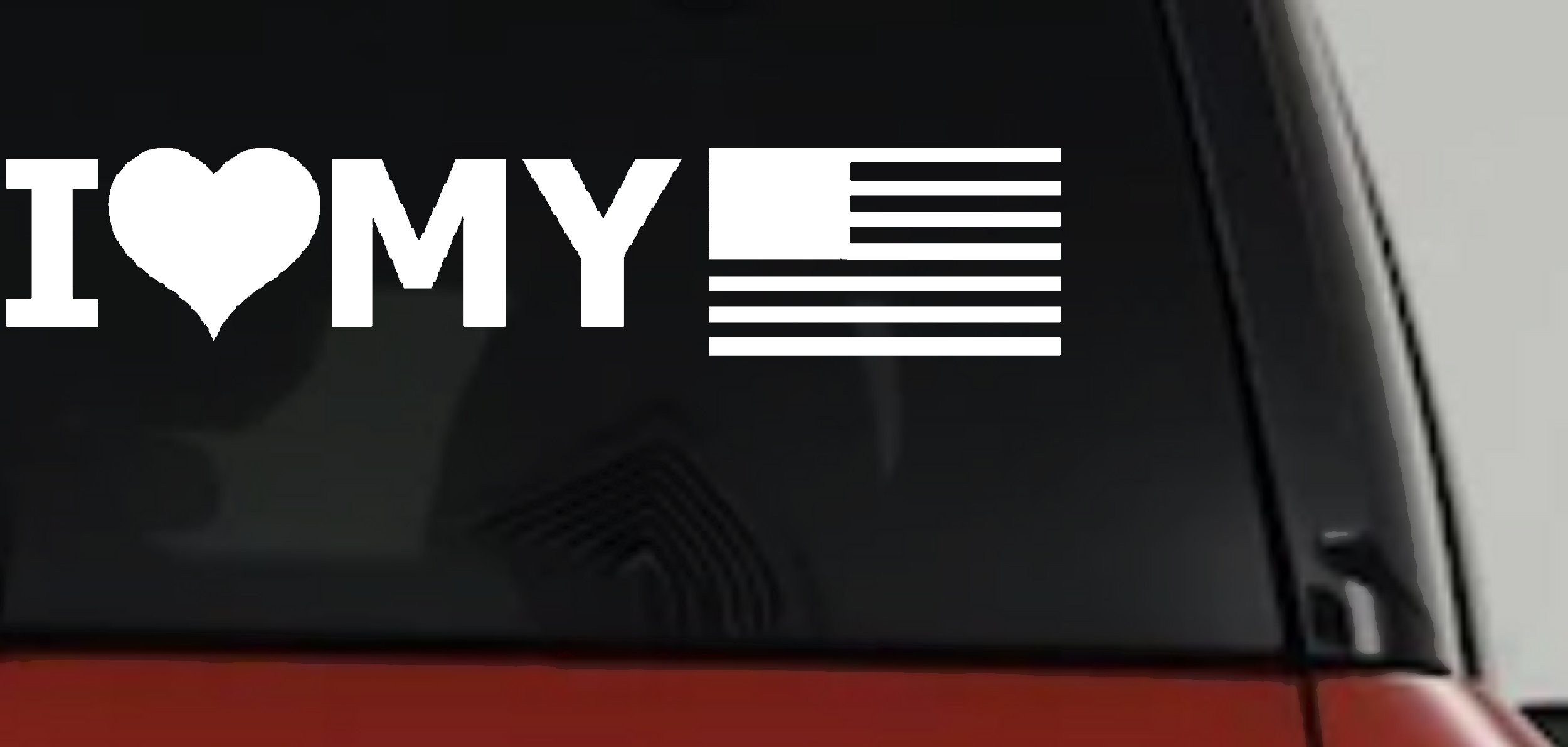 I Love My USA Military Decal - Car Truck Window Sticker Vinyl (White)