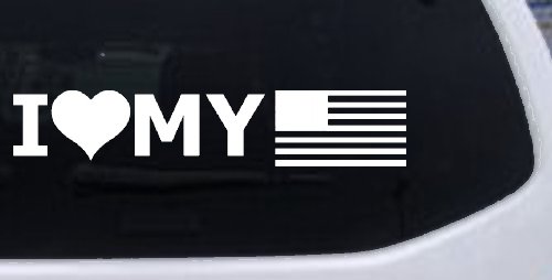 I Love My USA America Military Car or Truck Window Decal Sticker (White)