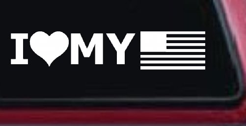 I Love My USA America Military Car or Truck Window Decal Sticker (White)
