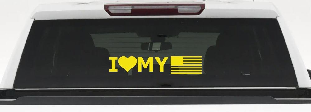 I Love My USA America Military Car or Truck Window Decal Sticker (Yellow)