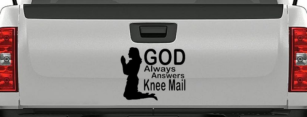 God Always Answers Knee Mail Woman Christian Car or Truck Window Decal Sticker (Black)
