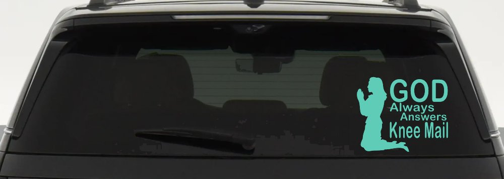 God Always Answers Knee Mail Woman Christian Car or Truck Window Decal Sticker (Mint)