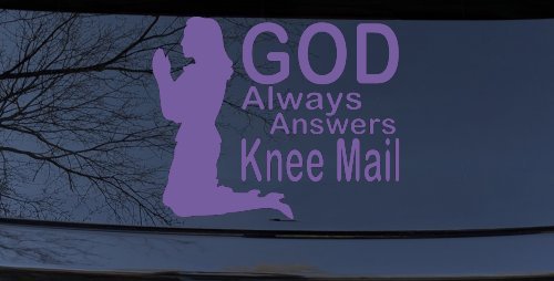 God Answers Knee Mail Christian Car Truck Decal Sticker for Women (Purple)