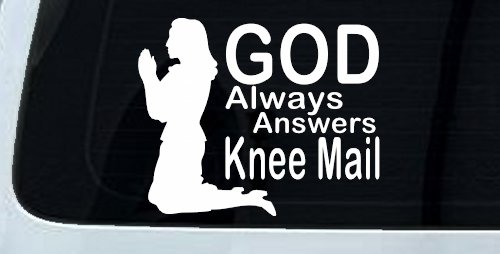 God Always Answers Knee Mail Woman Christian Car or Truck Window Decal Sticker