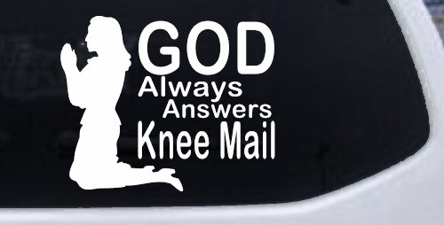 God Always Answers Knee Mail Woman Christian Car or Truck Window Decal Sticker