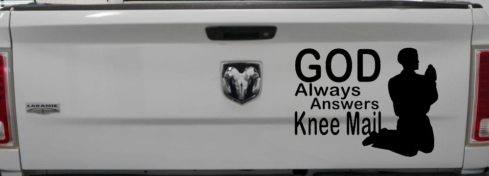 God Always Answers Knee Mail Man Christian Car or Truck Window Decal Sticker