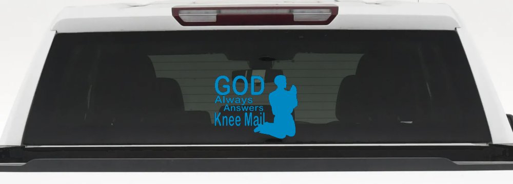 God Always Answers Knee Mail Man Christian Car or Truck Window Decal Sticker
