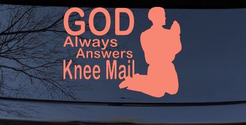 God Always Answers Knee Mail Man Christian Car or Truck Window Decal Sticker