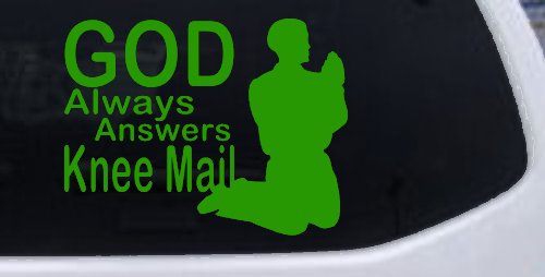 God Always Answers Knee Mail Man Christian Car or Truck Window Decal Sticker