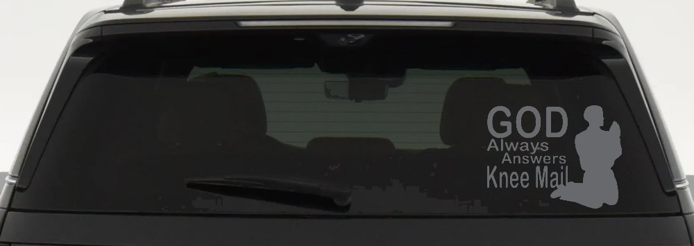 God Always Answers Knee Mail Man Christian Car or Truck Window Decal Sticker (Silver)