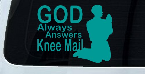 God Always Answers Knee Mail Man Christian Car or Truck Window Decal Sticker