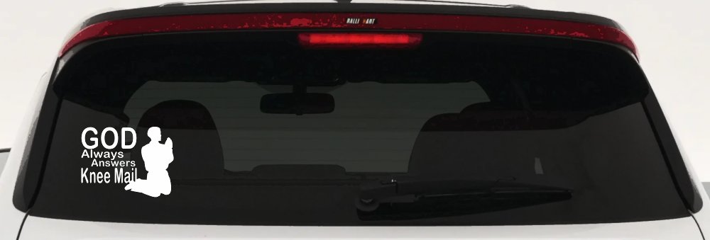 God Always Answers Knee Mail Man Christian Car or Truck Window Decal Sticker