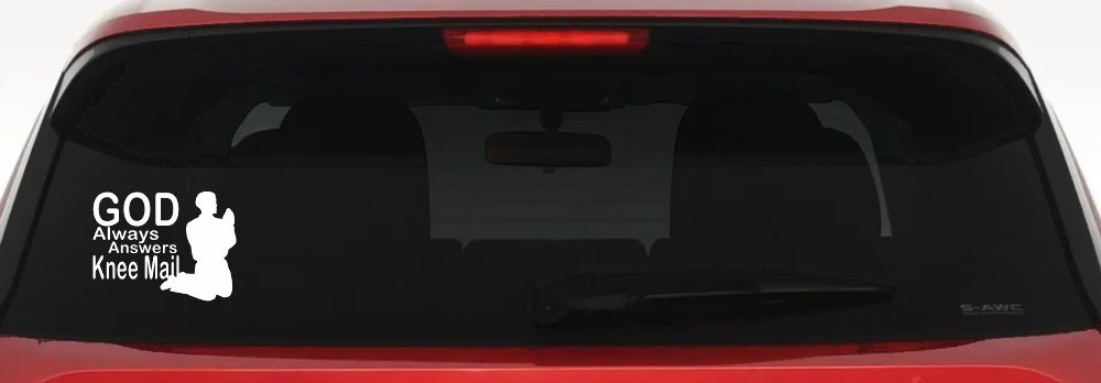 God Answers Knee Mail Man Christian Car Truck Window Vinyl Decal Sticker (White)