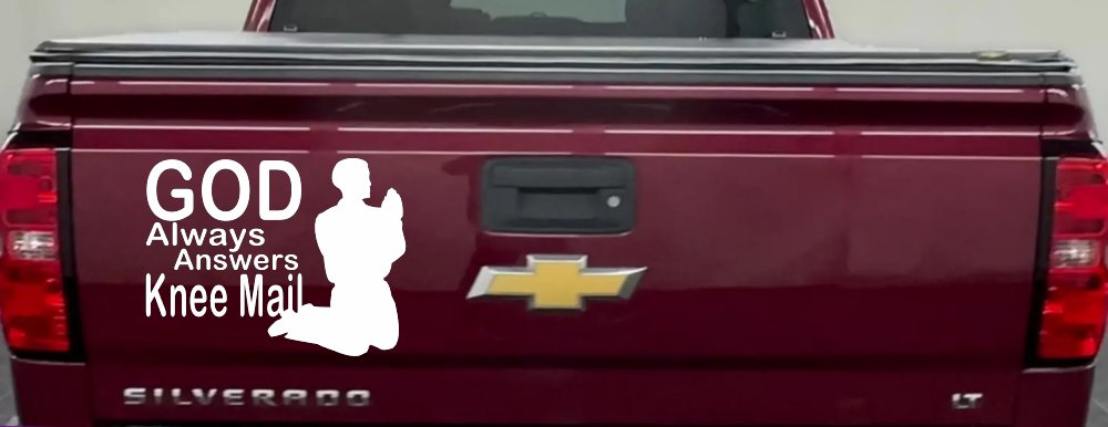 God Always Answers Knee Mail Man Christian Car or Truck Window Decal Sticker