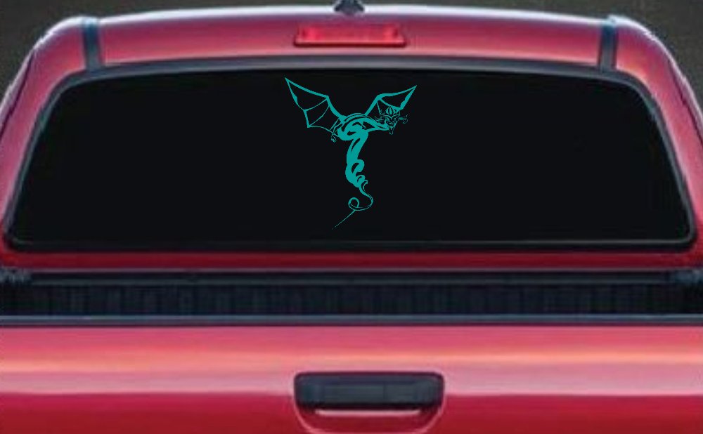 Dragon Flying Car or Truck Window Decal Sticker (Turquoise)