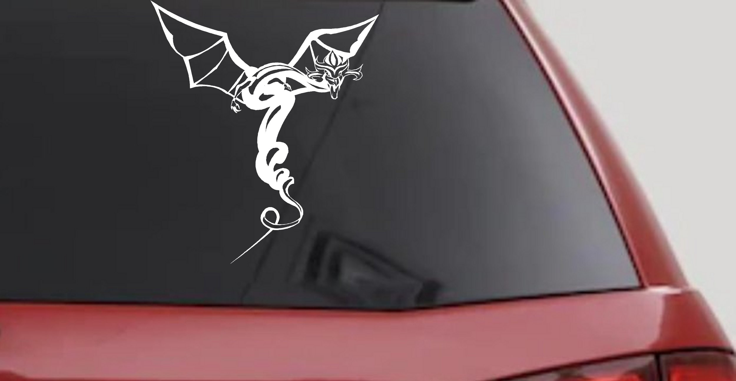 Dragon Flying Car Truck Window Decal Vinyl Sticker (White)