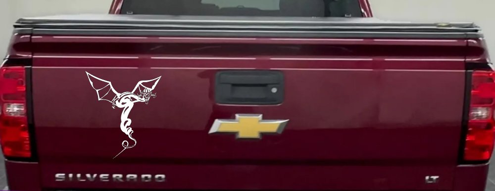 Dragon Flying Car or Truck Window Decal Sticker (White)