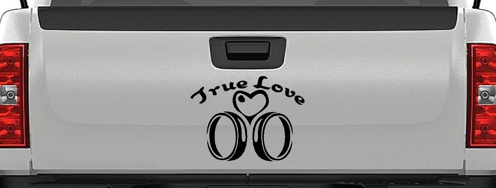 True Love Wedding Rings Heart Car or Truck Window Decal Sticker