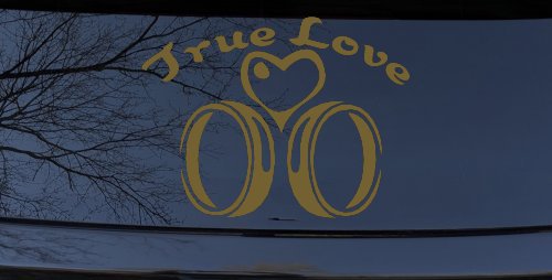 True Love Wedding Rings Heart Car or Truck Window Decal Sticker