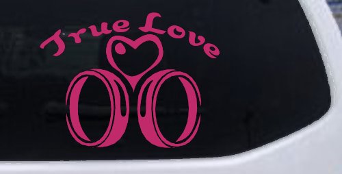 True Love Wedding Rings Heart Car or Truck Window Decal Sticker