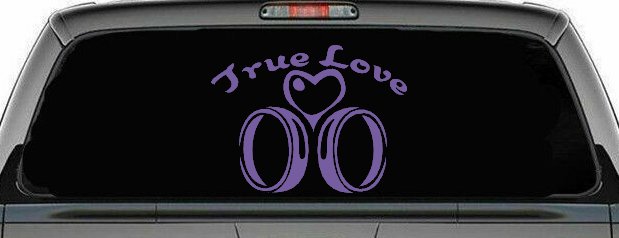 True Love Wedding Rings Heart Car or Truck Window Decal Sticker