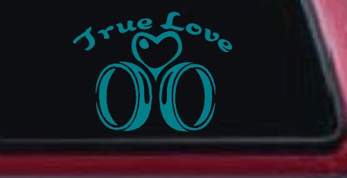 True Love Wedding Rings Heart Car or Truck Window Decal Sticker