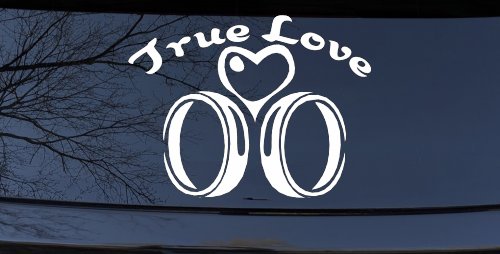 True Love Wedding Rings Heart Car or Truck Window Decal Sticker