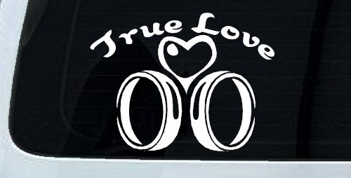 True Love Wedding Rings Heart Car or Truck Window Decal Sticker