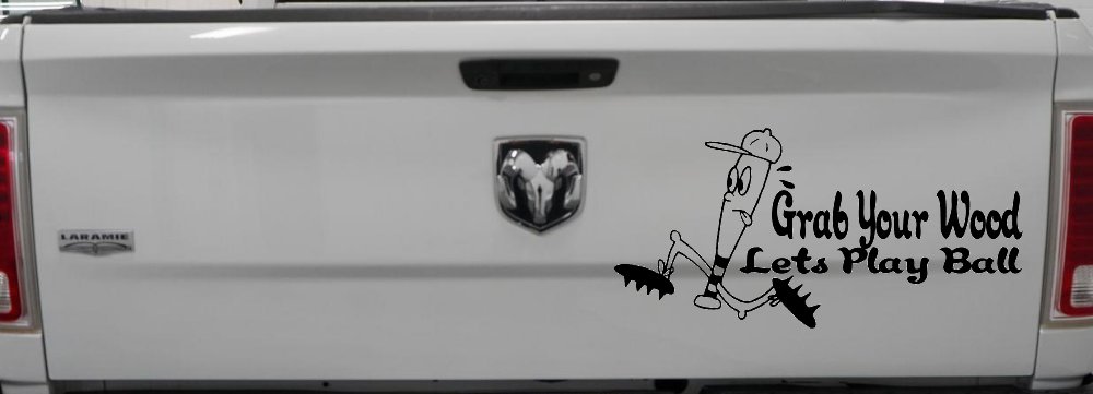 Funny Lets Play Ball Baseball Sports Car or Truck Window Decal Sticker (Black)