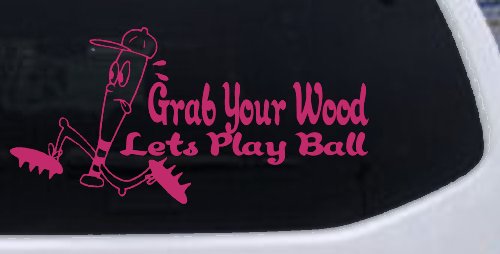 Funny Lets Play Ball Baseball Sports Car or Truck Window Decal Sticker (Hot Pink)