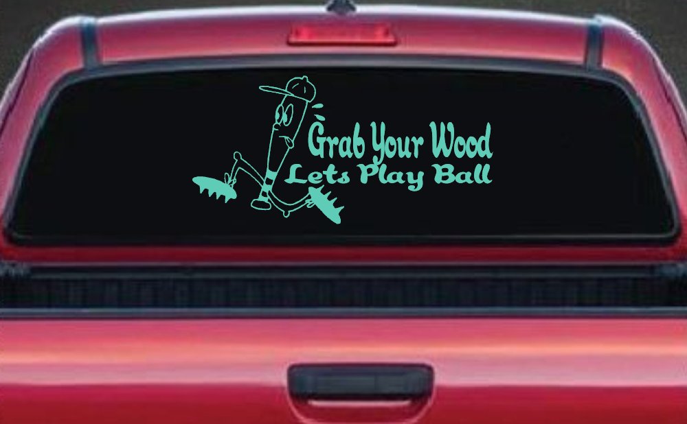 Funny Lets Play Ball Baseball Sports Car or Truck Window Decal Sticker (Mint)