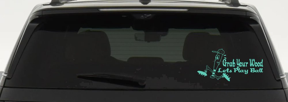 Funny Lets Play Ball Baseball Sports Car or Truck Window Decal Sticker (Mint)