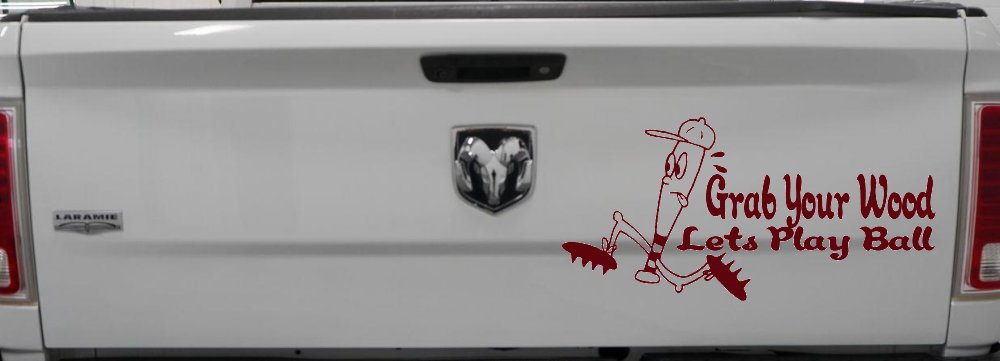 Funny Lets Play Ball Baseball Sports Car or Truck Window Decal Sticker (Purple Red)
