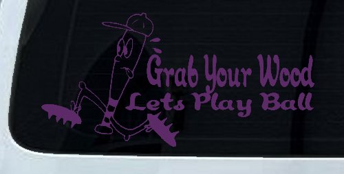 Funny Lets Play Ball Baseball Sports Car or Truck Window Decal Sticker (Violet)
