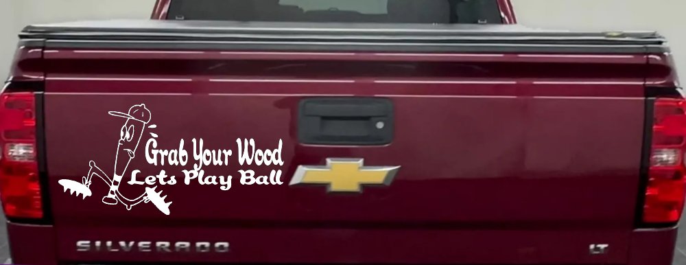 Funny Lets Play Ball Baseball Sports Car or Truck Window Decal Sticker (White)
