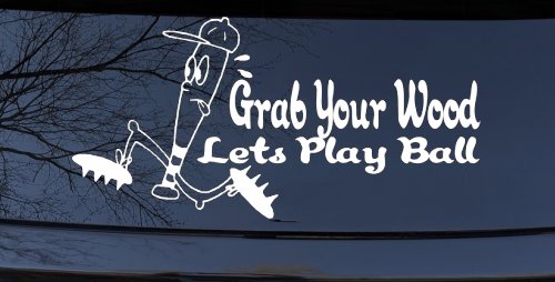 Funny Lets Play Ball Baseball Sports Car or Truck Window Decal Sticker (White)
