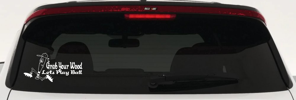Funny Lets Play Ball Baseball Sports Car or Truck Window Decal Sticker (White)