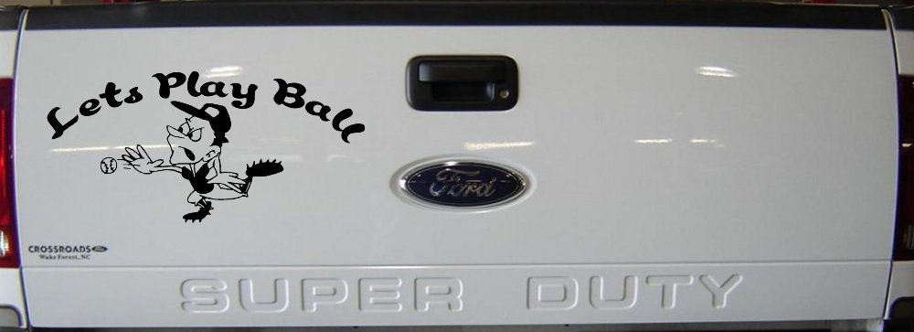 Lets Play Ball Baseball Pitcher Sports Car or Truck Window Decal Sticker (Black)