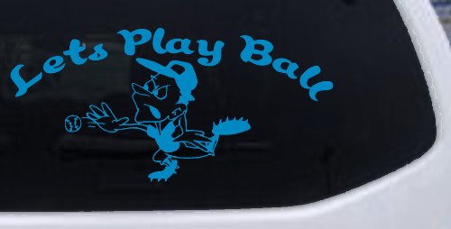 Lets Play Ball Baseball Pitcher Sports Car or Truck Window Decal Sticker (Blue)