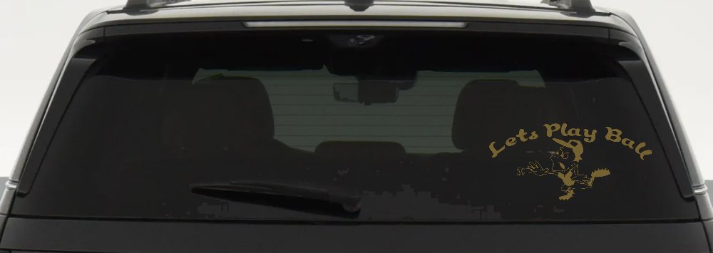 Lets Play Ball Baseball Pitcher Sports Car or Truck Window Decal Sticker (Gold)