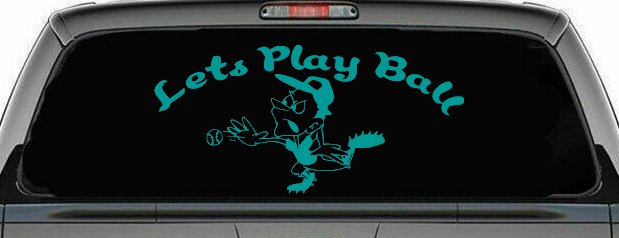 Lets Play Ball Baseball Pitcher Sports Car or Truck Window Decal Sticker (Turquoise)