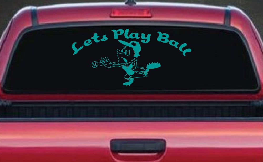 Lets Play Ball Baseball Pitcher Sports Car or Truck Window Decal Sticker