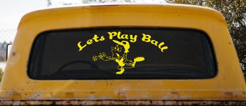 Lets Play Ball Baseball Pitcher Sports Car or Truck Window Decal Sticker (Yellow)