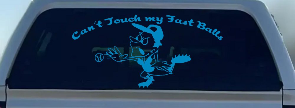 Funny Fast Ball Baseball Pitcher Sports Car or Truck Window Decal Sticker (Blue)