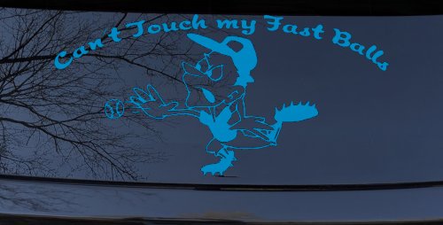 Funny Fast Ball Baseball Pitcher Sports Car or Truck Window Decal Sticker (Blue)