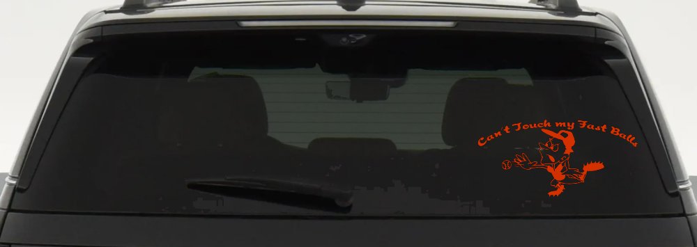 Funny Fast Ball Baseball Pitcher Sports Car or Truck Window Decal Sticker (Orange Red)