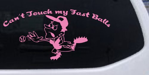 Funny Fast Ball Baseball Pitcher Sports Car or Truck Window Decal Sticker (Pink)