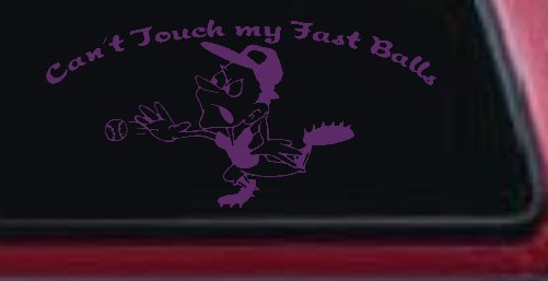 Funny Fast Ball Baseball Pitcher Sports Car or Truck Window Decal Sticker (Violet)