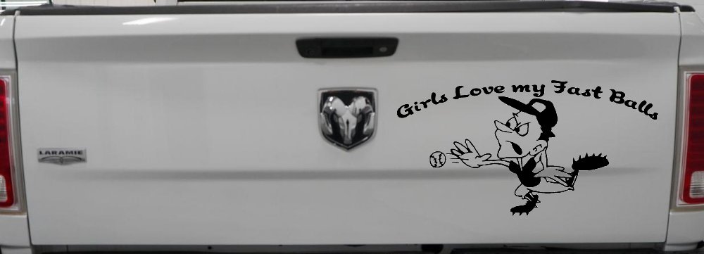 Funny Love Fast Ball Pitcher Sports Car or Truck Window Decal Sticker